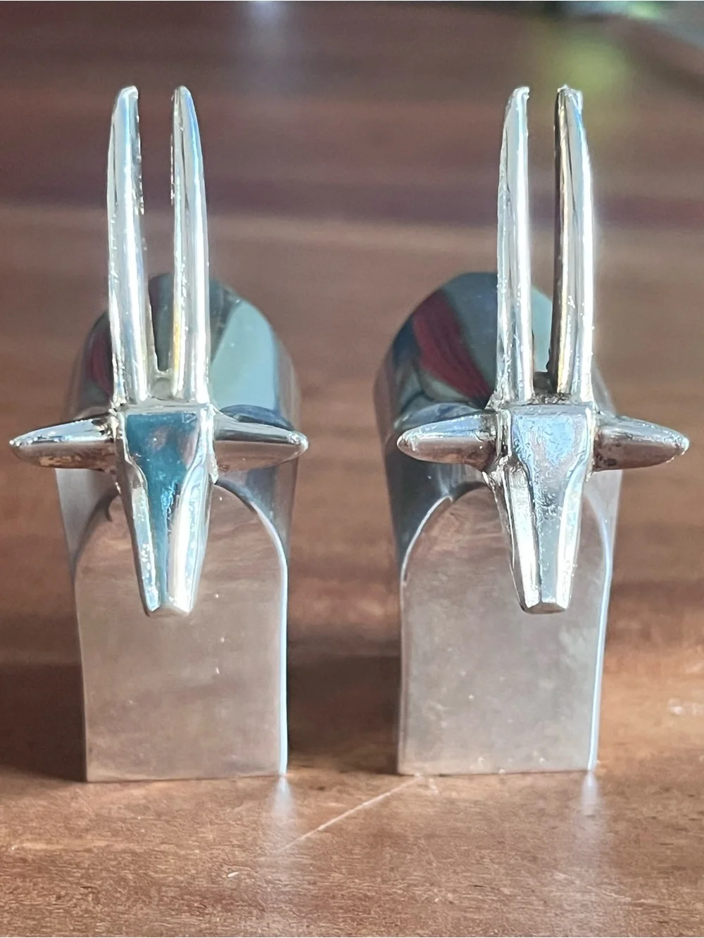 Dansk Designs Japan Safari Gazelle Silver plate Paperweights set of 2 vintage